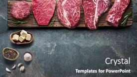  Presentation with steaks - Slide deck with different-raw-beef-steaks background and a dark gray colored foreground