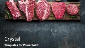  Presentation with steaks - Slide set featuring different-raw-beef-steaks background and a dark gray colored foreground