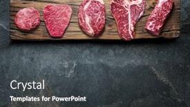  Presentation with steaks - Colorful theme enhanced with different-raw-beef-steaks backdrop and a dark gray colored foreground