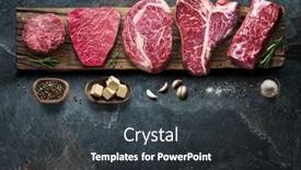  Presentation with steaks - Audience pleasing slide set consisting of different-raw-beef-steaks backdrop and a dark gray colored foreground
