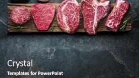  Presentation with steaks - PPT theme featuring different-raw-beef-steaks background and a dark gray colored foreground
