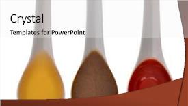  Presentation with sauces - Beautiful presentation theme featuring different sauces in spoons backdrop and a white colored foreground