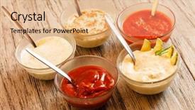  Presentation with sauces - Colorful PPT layouts enhanced with different sauces backdrop and a  colored foreground
