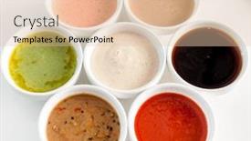  Presentation with sauces - Presentation theme featuring different sauces background and a lemonade colored foreground