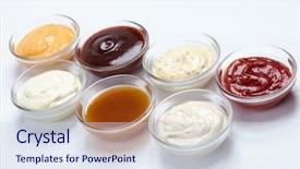  Presentation with sauce - PPT theme consisting of different sauces background and a sky blue colored foreground