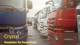  Presentation with semi truck - Slides consisting of different-semi-trucks background and a violet colored foreground