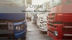  Presentation with semi truck - Slide set consisting of different-semi-trucks background and a soft green colored foreground