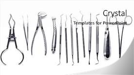  Presentation with shiny - Colorful presentation theme enhanced with different shiny metal medical tools backdrop and a white colored foreground