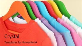  Presentation with t shirts - Amazing PPT theme having different shirts on colorful hangers backdrop and a  colored foreground