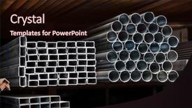  Presentation with steel pipe - Presentation theme having different sizes metal pipe background and a wine colored foreground