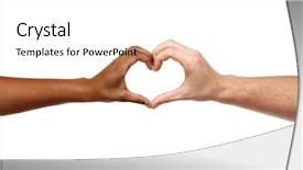  Presentation with diversity hands - Presentation theme with different skin color making heart background and a white colored foreground