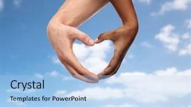  Presentation with heart clouds - Cool new slides with different skin color making backdrop and a light blue colored foreground