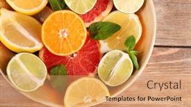  Presentation with citrus - Presentation theme featuring different-sliced-juicy-citrus-fruits background and a  colored foreground