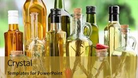  Presentation with cooking oil - PPT theme featuring different sorts of cooking oil background and a gold colored foreground