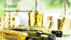  Presentation with cooking oil - PPT layouts featuring different sorts of cooking oil background and a soft green colored foreground