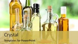  Presentation with cooking oil - Amazing PPT theme having different sorts of cooking oil backdrop and a yellow colored foreground