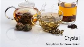  Presentation with black tea - PPT theme featuring different sorts of tea - black background and a white colored foreground