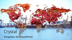  Presentation with seaport - Slide set featuring different spices and seaport background and a light blue colored foreground