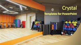  Presentation with machines - Beautiful presentation theme featuring different sports equipment cycling backdrop and a tawny brown colored foreground