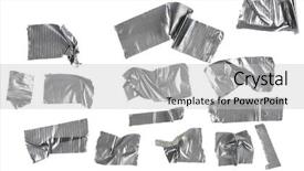  Presentation with duct - PPT theme featuring different stripes of duct tape background and a light gray colored foreground