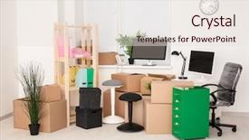  Presentation with moving taraget - Colorful slide set enhanced with different stuff in new office backdrop and a sky blue colored foreground