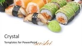  Presentation with christian cowboy border - Theme consisting of different sushi and rolls border background and a white colored foreground