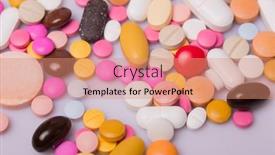  Presentation with drugs - Presentation theme enhanced with different-tablets-pills-capsule-heap background and a coral colored foreground