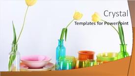  Presentation with tableware - Presentation theme with different tableware on shelf isolated on white background and a sky blue colored foreground