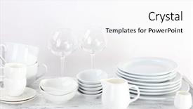  Presentation with tableware - Slides enhanced with different tableware on shelf isolated on white background and a white colored foreground