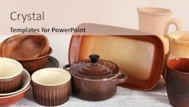  Presentation with tableware - Slides featuring different-tableware-on-shelf-isolated background and a lemonade colored foreground