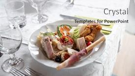  Presentation with wedding banquet table - Theme with different-tasty-appetizers-on-luxury background and a white colored foreground