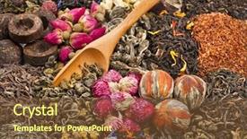  Presentation with tea types - Cool new slides with different tea types green black backdrop and a tawny brown colored foreground