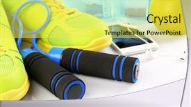  Presentation with set of different dental tools - Beautiful PPT theme featuring different tools for sport close backdrop and a yellow colored foreground