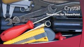  Presentation with maintenance - Theme featuring different tools in the tool box repair and maintenance background and a ocean colored foreground