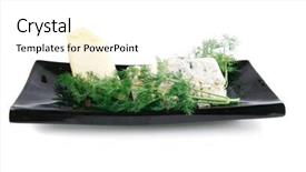  Presentation with black ceramic - Slide set enhanced with different type of aged cheeses on black ceramic plate background and a white colored foreground