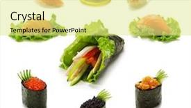  Presentation with type of research methodology - Presentation theme having different type of sushi background and a blonde colored foreground