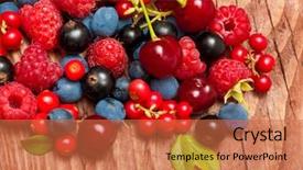  Presentation with fruit mix berry - Presentation design featuring different type of wild berry background and a red colored foreground