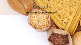  Presentation with cereal - PPT layouts having different types of bread pasta and cereal isolated on white background and a yellow colored foreground