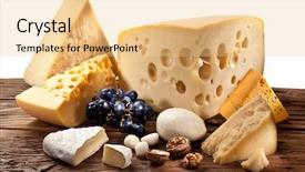  Presentation with old types - Colorful presentation design enhanced with different types of cheese over old wooden table file contains clipping paths backdrop and a lemonade colored foreground