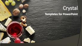  Presentation with wine cheese - Beautiful slide set featuring different types of cheeses backdrop and a gray colored foreground