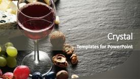  Presentation with wine cheese - Amazing PPT theme having different types of cheeses backdrop and a gray colored foreground
