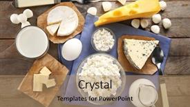  Presentation with milk dairy products - Theme with different types of dairy products background and a coral colored foreground