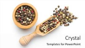  Presentation with different - Slide set with different types of dried peppercorn background and a white colored foreground