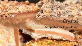  Presentation with english - Beautiful slide deck featuring different types of english toffee backdrop and a coral colored foreground
