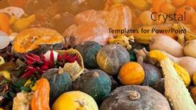  Presentation with yellow orange - PPT theme having different types of green yellow and orange pumpkins on the stall background and a gold colored foreground
