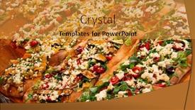  Presentation with italy food - Slide deck having different-types-of-pizza background and a gold colored foreground