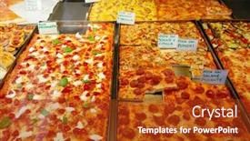  Presentation with italy food - Slide set featuring different-types-of-pizza background and a crimson colored foreground