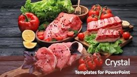  Presentation with raw meat - Beautiful presentation theme featuring different types of raw meat backdrop and a tawny brown colored foreground