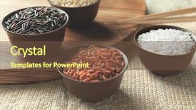  Presentation with rice grain - Audience pleasing PPT theme consisting of different types of rice backdrop and a tawny brown colored foreground