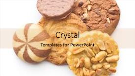  Presentation with sweet - Colorful presentation design enhanced with different types of sweet cookies backdrop and a yellow colored foreground